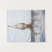 吹雪の冬のトナカイ タペストリー (正面(横))