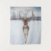 吹雪の冬のトナカイ タペストリー (正面)