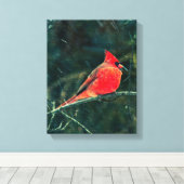 吹雪の冬の（鳥）ショウジョウコウカンチョウ – 拡張 キャンバスプリント (インサイチュ (ウッドフロア))