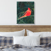 吹雪の冬の（鳥）ショウジョウコウカンチョウ – 拡張 キャンバスプリント (インサイチュ (寝室))