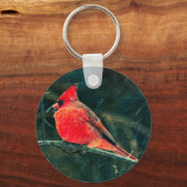 吹雪の冬の（鳥）ショウジョウコウカンチョウ – 拡張 キーホルダー (正面)