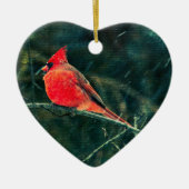 吹雪の冬の（鳥）ショウジョウコウカンチョウ – 拡張 セラミックオーナメント (正面)