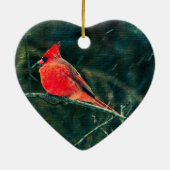 吹雪の冬の（鳥）ショウジョウコウカンチョウ – 拡張 セラミックオーナメント (裏面)