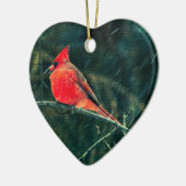 吹雪の冬の（鳥）ショウジョウコウカンチョウ – 拡張 セラミックオーナメント (左)