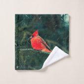 吹雪の冬の(鳥)ショウジョウコウカンチョウ – 拡張 バスタオルセット (ウォッシュタオル)