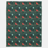 吹雪の冬の（鳥）ショウジョウコウカンチョウ – 拡張 フリースブランケット (正面)