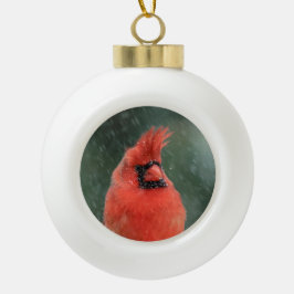 吹雪の間の松の（鳥）ショウジョウコウカンチョウ セラミックボールオーナメント