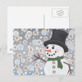 吹雪の雪だるま ポストカード (正面/裏面)