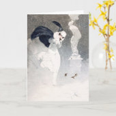 吹雪1920sフラッパー女の子折りグリーティングカード カード (黄色い花)