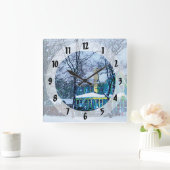 吹雪 スクエア壁時計 (ホーム)