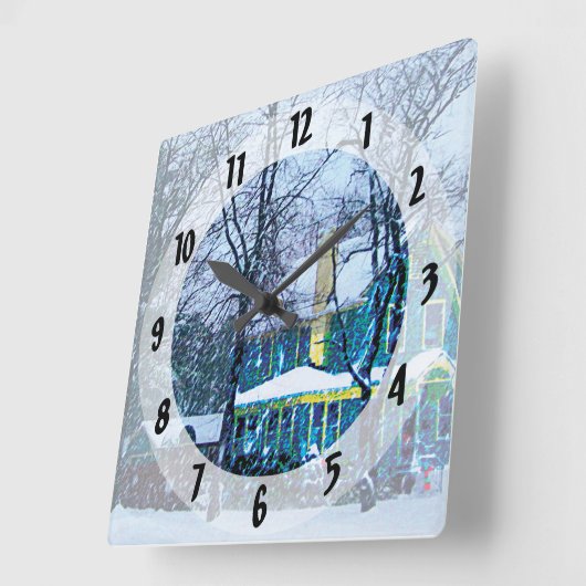 吹雪 スクエア壁時計 (傾斜)