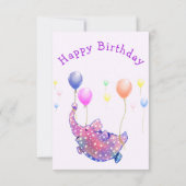 吹飛んでいる気付き象のおもしろい誕生日 招待状 (裏面)