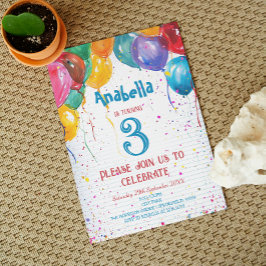 吹鮮やか球Iカスタムフォトバースデーパーティー 招待状