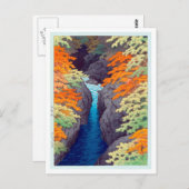 吾妻峡、吾妻峡、河瀬蓮井、ウッドカット ポストカード (正面/裏面)