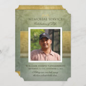 告別式の緑金ゴールドの優雅の写真の招待 招待状 (正面/裏面)