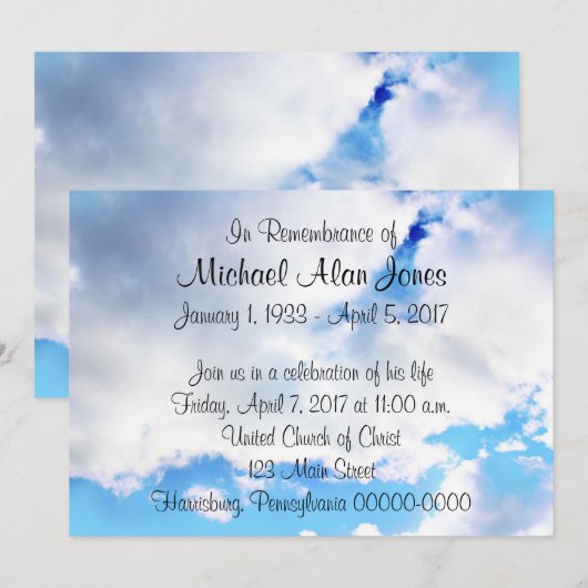 告知記念として 招待状 (正面/裏面)