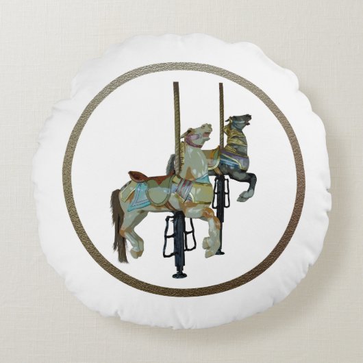 周かわいらしメリーりの回転木馬馬枕の周りに行く ラウンドクッション (正面)