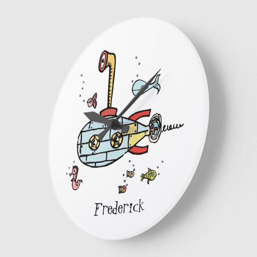 周パーソナライズされた海航海の潜水艦 ラージ壁時計 (傾斜)