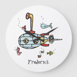 周パーソナライズされた海航海の潜水艦 ラージ壁時計