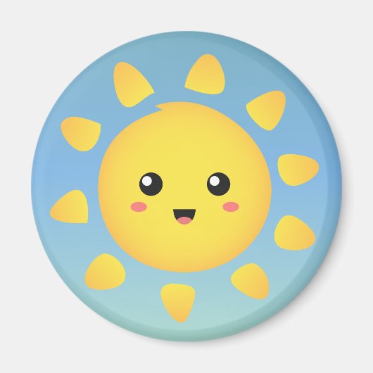 周囲を明るく照らすかわいい幸せな太陽 マグネット (正面)