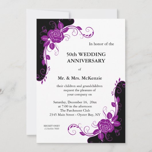 周年ローズ(紫) 招待状 (正面)