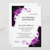 周年ローズ(紫) 招待状 (正面/裏面)