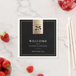 周年事業企業の白黒金ゴールド スタンダードカクテルナプキン