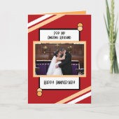 周年素晴らしい夫の赤い桃の写真 カード (正面)