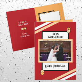 周年素晴らしい夫の赤い桃の写真 カード