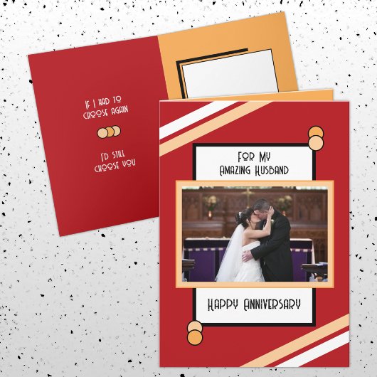 周年素晴らしい夫の赤い桃の写真 カード