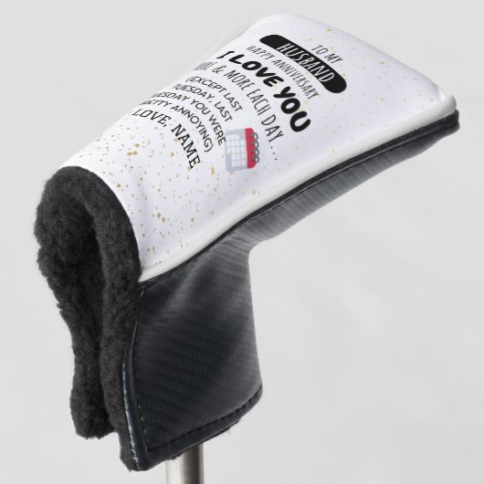 周年記念おもしろいに妻から夫へユーモアのメッセージ ゴルフヘッドカバー (3/4 正面)