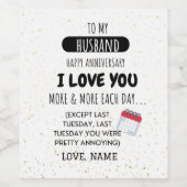 周年記念おもしろいに妻から夫へユーモアのメッセージ ワインラベル (シングルラベル)