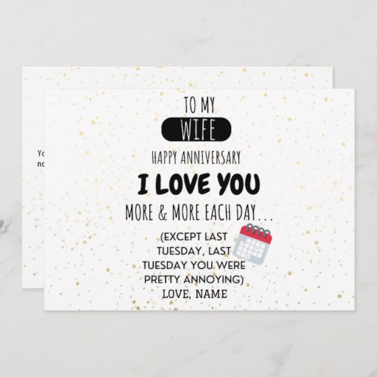 周年記念おもしろいの夫婦ユーモアのメッセージ (正面/裏面)