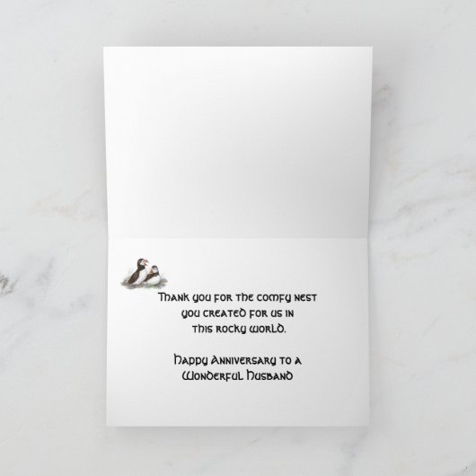 周年記念おもしろい、夫、かわいいパフィン鳥 シーズンカード (内部)