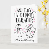 周年記念に、彼らは車の後ずっと幸せに暮らしていた カード (黄色い花)