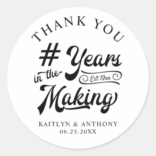 周年記念の感謝 黒 YEARS IN THE MAKING ラウンドシール (正面)