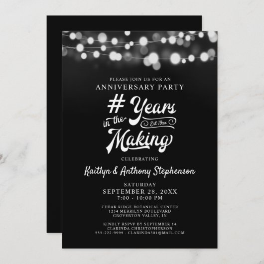 周年記念の文字列が作りの年を照らす 招待状 (正面/裏面)