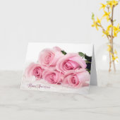 周年記念の毛皮にピンクのバラ カード (黄色い花)