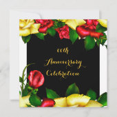 周年記念エレガントパーティーレッドイエローローズ3 招待状 (正面)