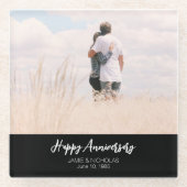 周年記念カスタム写真モダンスタイリッシュ結婚の ガラスコースター (正面)