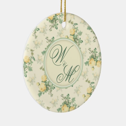 周年記念パーソナライズされたオーナメントモノグラム セラミックオーナメント (右)