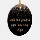 周年記念パーソナライズされたプレゼント黒バラ金ゴールド セラミックオーナメント (右)