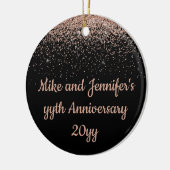 周年記念パーソナライズされたプレゼント黒バラ金ゴールド セラミックオーナメント (左)