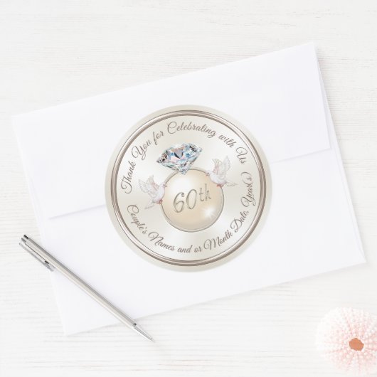 周年記念パーソナライズされた会がステッカーを好む ラウンドシール (封筒)