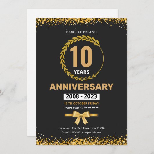 周年記念招待チラシのテンプレート 招待状 (正面/裏面)