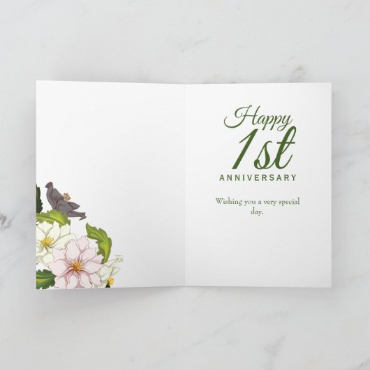 周年記念結婚娘の息子フローラが泡立つ カード (内部)