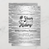 周年記念 シルバー ブラック # 年を重ねて 招待状 (正面/裏面)