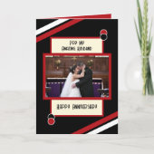 周年驚くべき夫の黒い赤い写真 カード (正面)