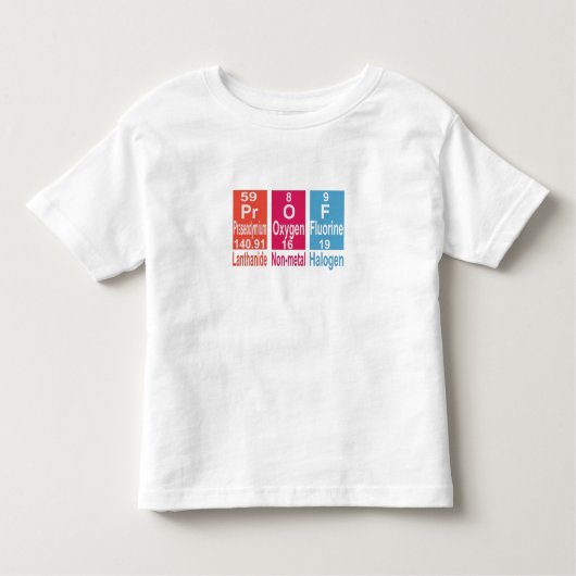 周期テーブルの要素を使用したプロファイルの綴り トドラーTシャツ (正面)