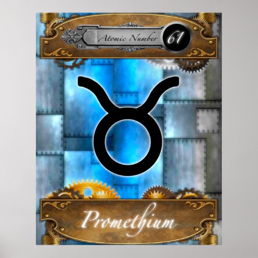 周期元素プロメチウム原子#61ポスター ポスター (正面)